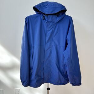 Eddie Bauer Men’s Rain Coat Jacket Tall Large Cobalt Blue Hooded Zipper Very GUC